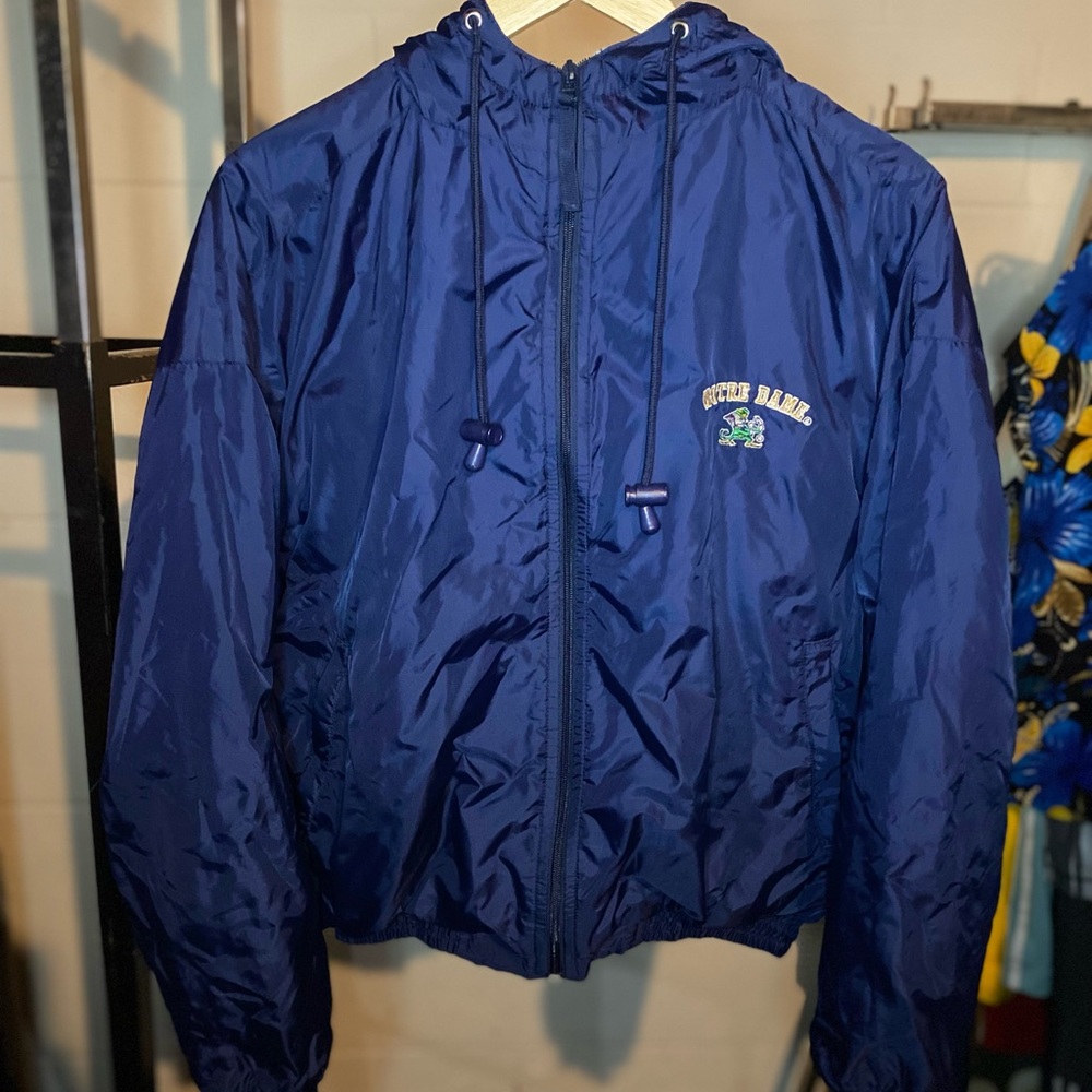 Vintage Steve & Barry’s Notre Dame Hooded Windbreaker Jacket